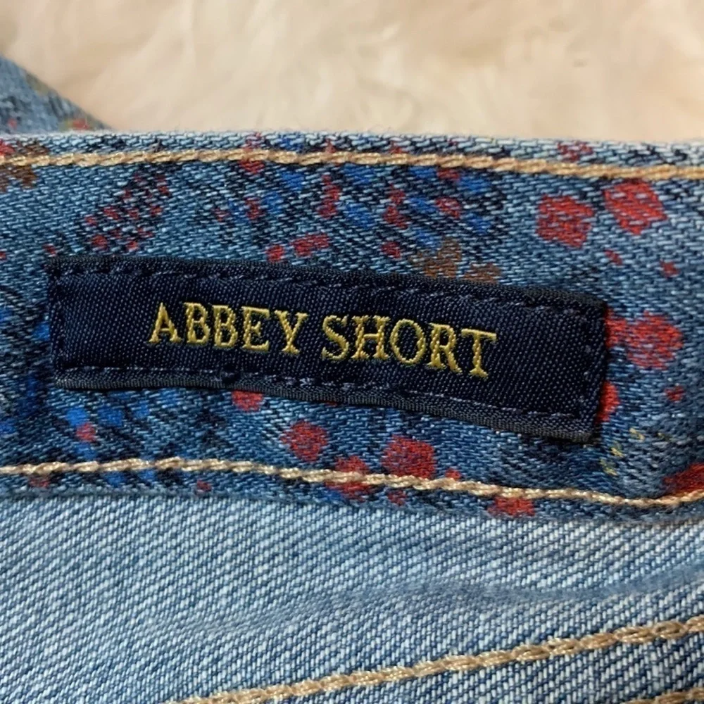 Lucky Brand Abbey Double Roll wildflower paisley print denim jean shorts Size 6